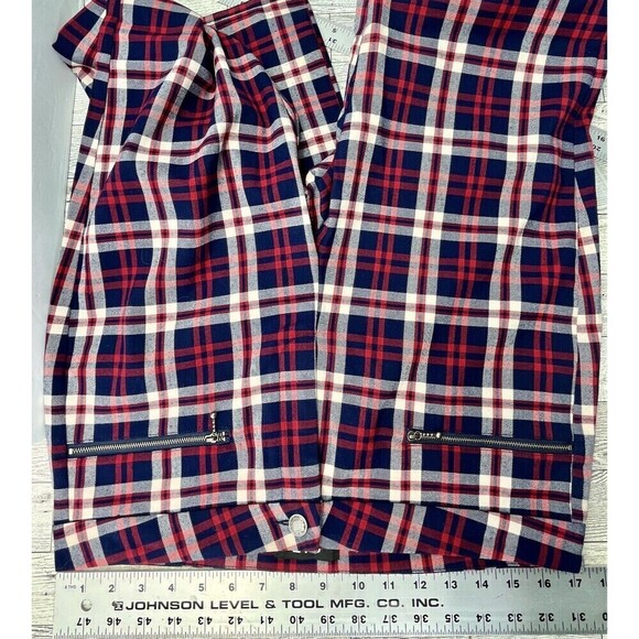 Oat NY Plaid Ankle Pants 30x26 Pockets Clueless Preppy Academia Red - Picture 8 of 11